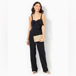 🔥LILLY PULTIZER women’s black Kavia wide leg Jumpsuit size 2